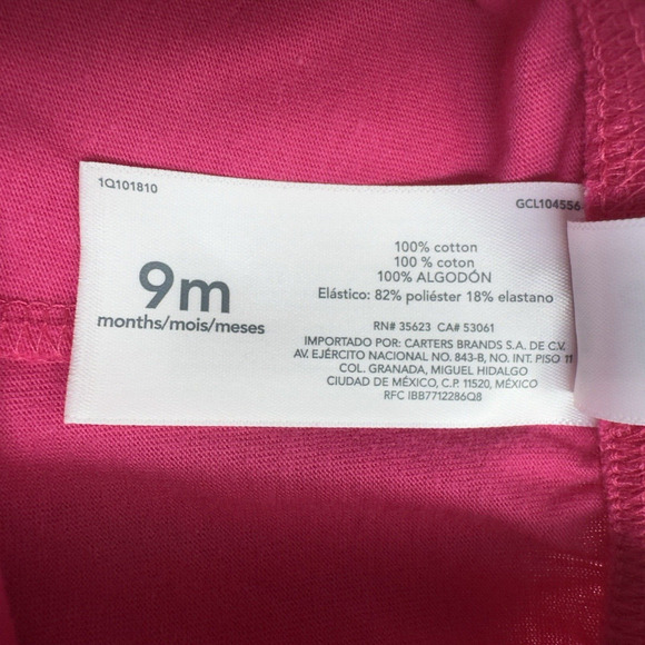 Carter's Heart Long Sleeve Bodysuit & Leggings Set Baby Girl 9M Dark Pink Gray - Picture 4 of 8